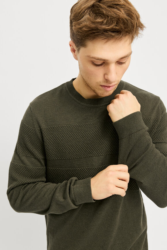 JPRBLUNOAH pull en tricot structuré - Olive Night
