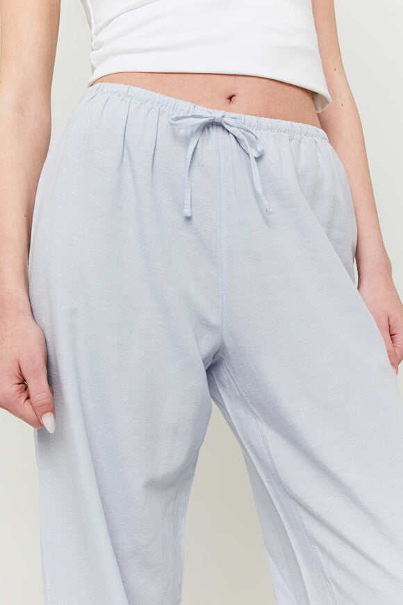 Wide Leg Leinenhose - Light Blue