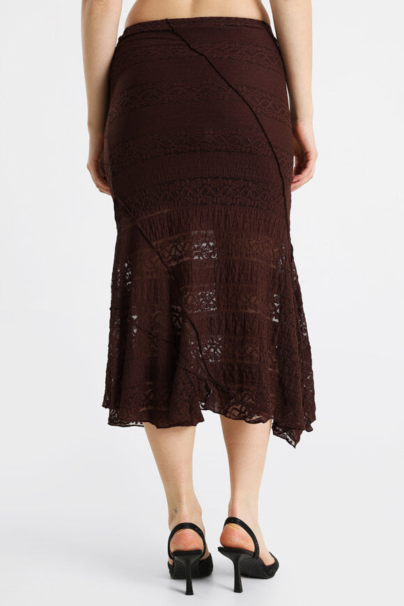 Gonna midi in pizzo - marrone scuro