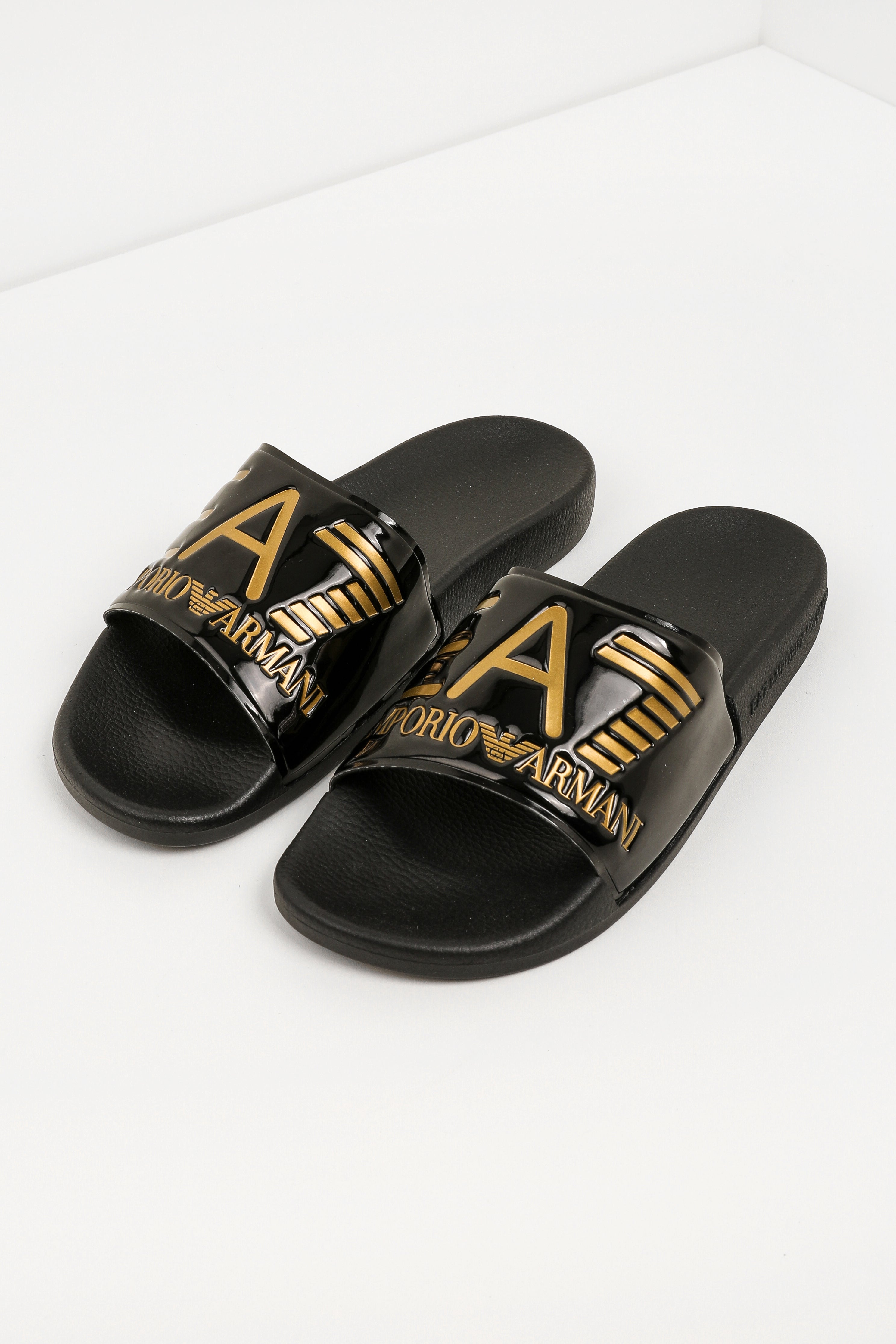 Pantoletten - Schwarz + Goldfarbe