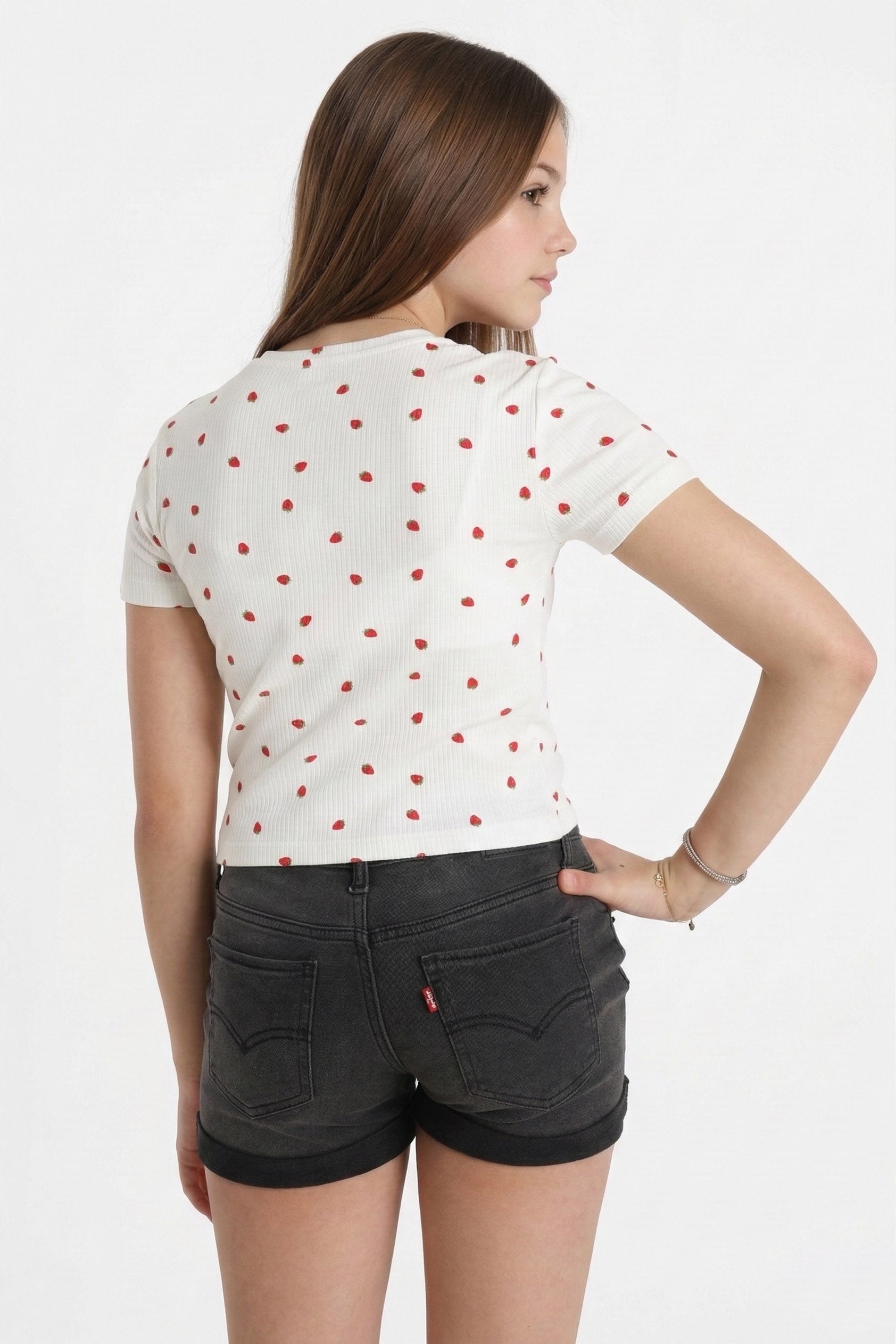 KOGBELLA Crop T-Shirt - Cloud Dancer + Strawberry