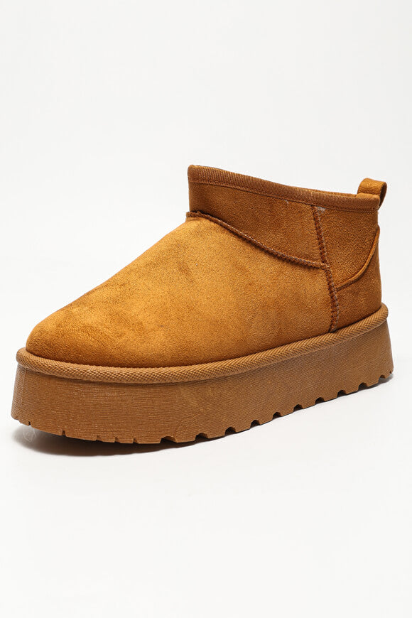 Gefütterte Plateau Stiefelette - Camel