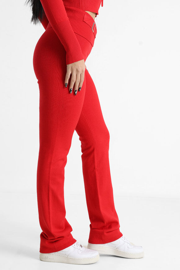 Pantalon flare en tricot - Rouge
