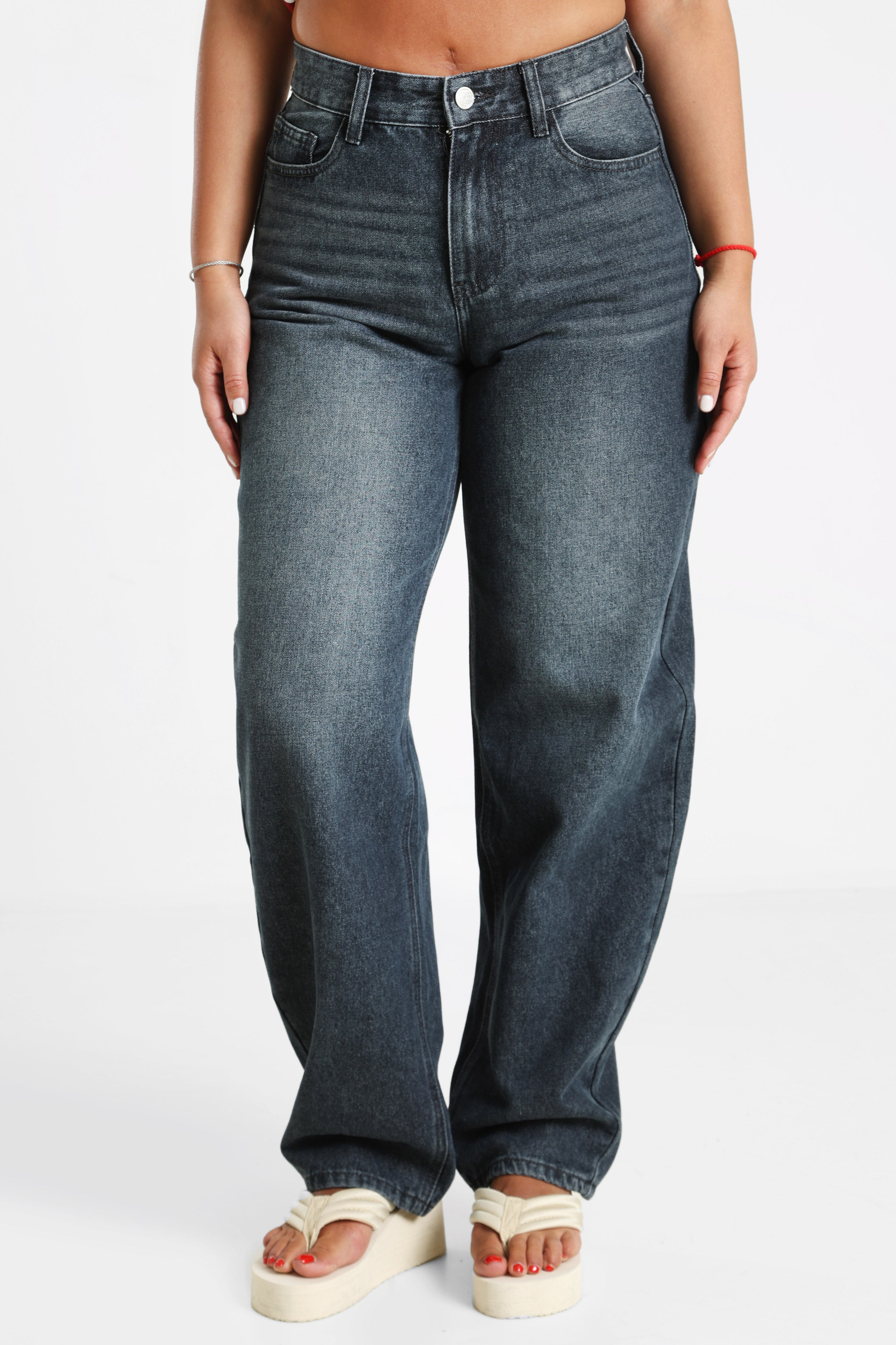 Jean barrel fit - Bleu/Gris