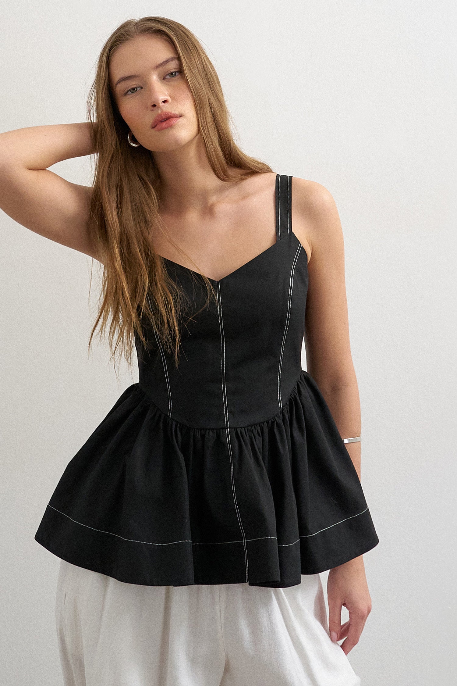 TSMIRANDA Peplum-Top - Black