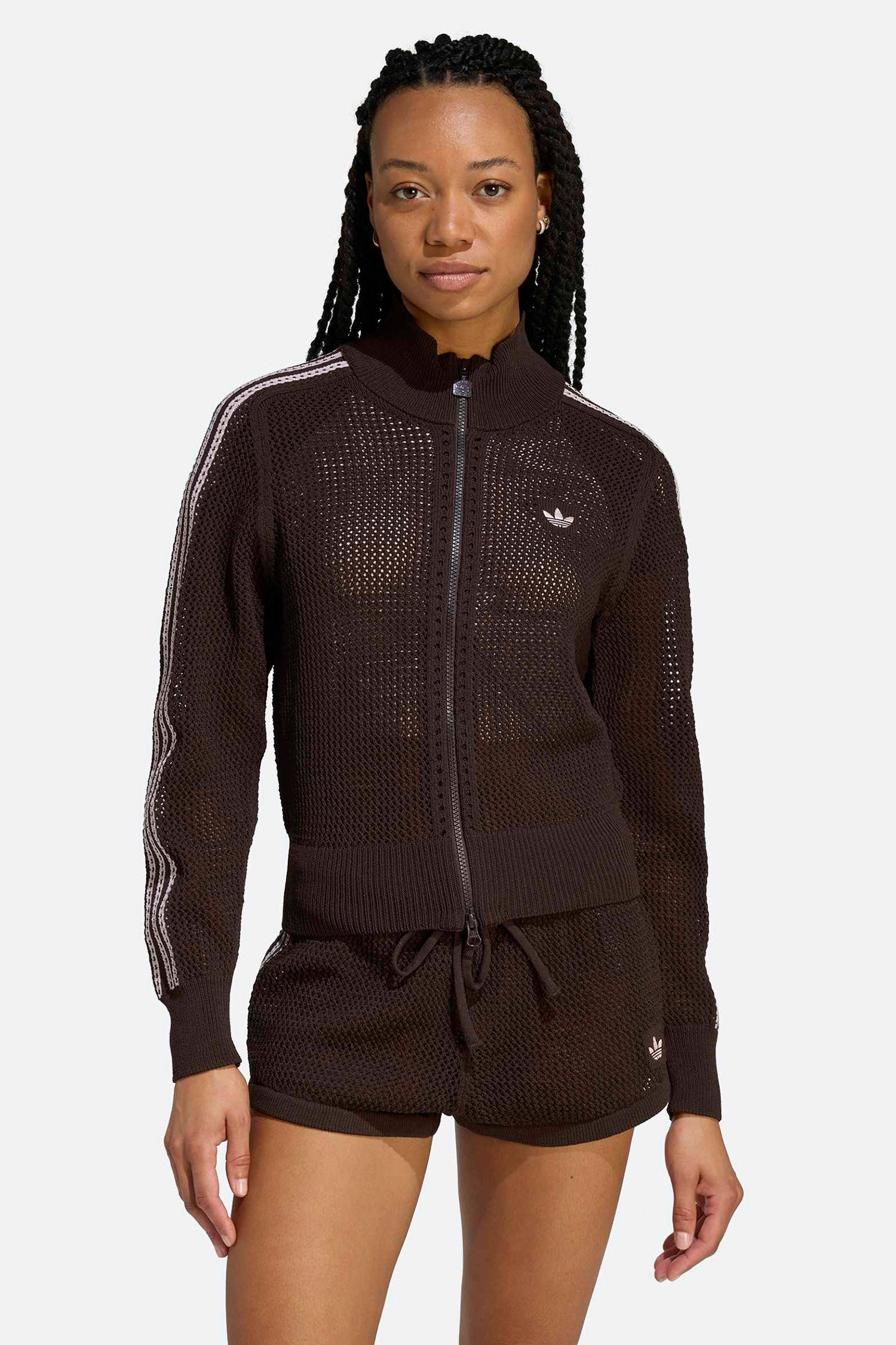 Crochet track jacket - Aurora Coffee