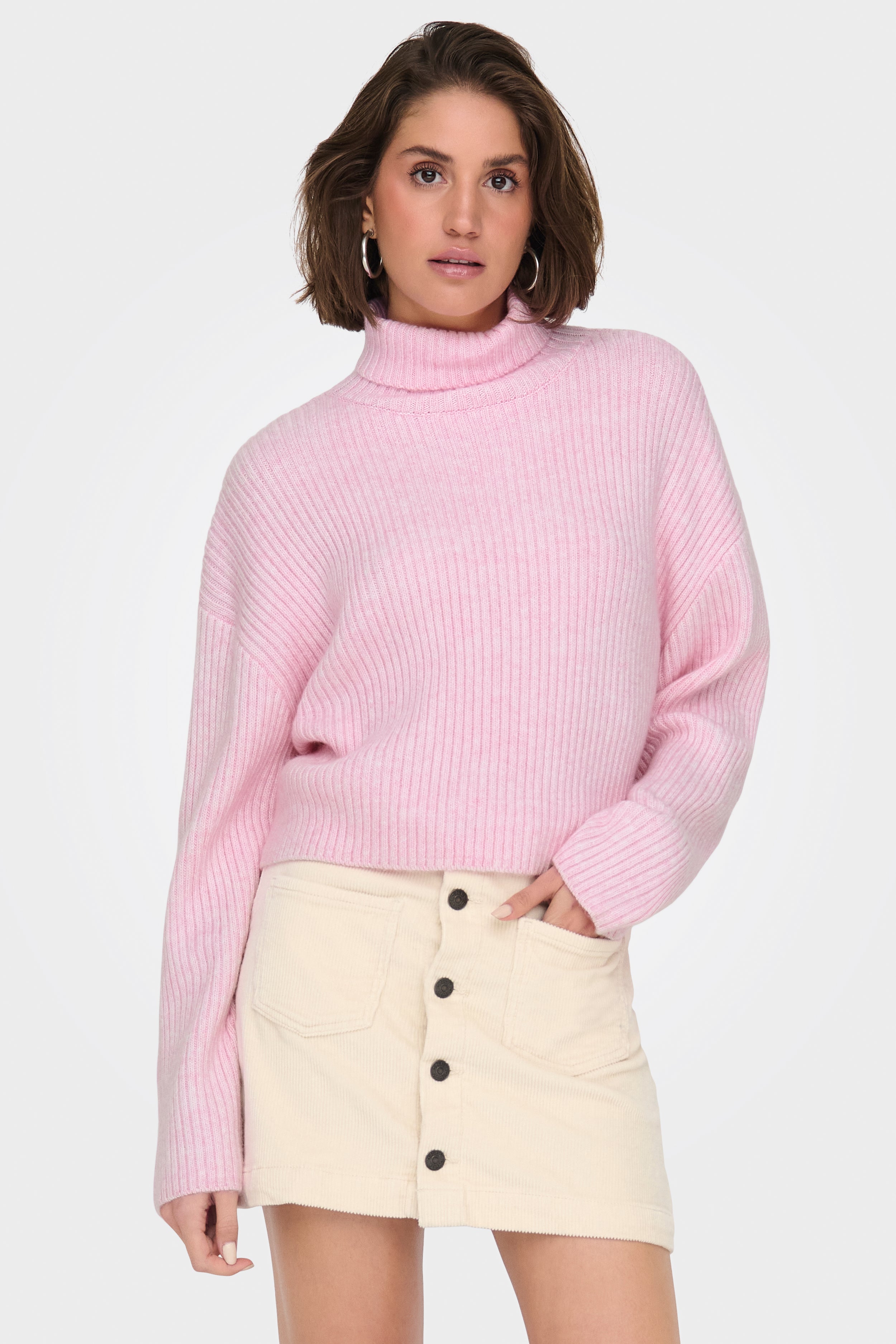 Melanie ribbed crop knit sweater - Pink Lady