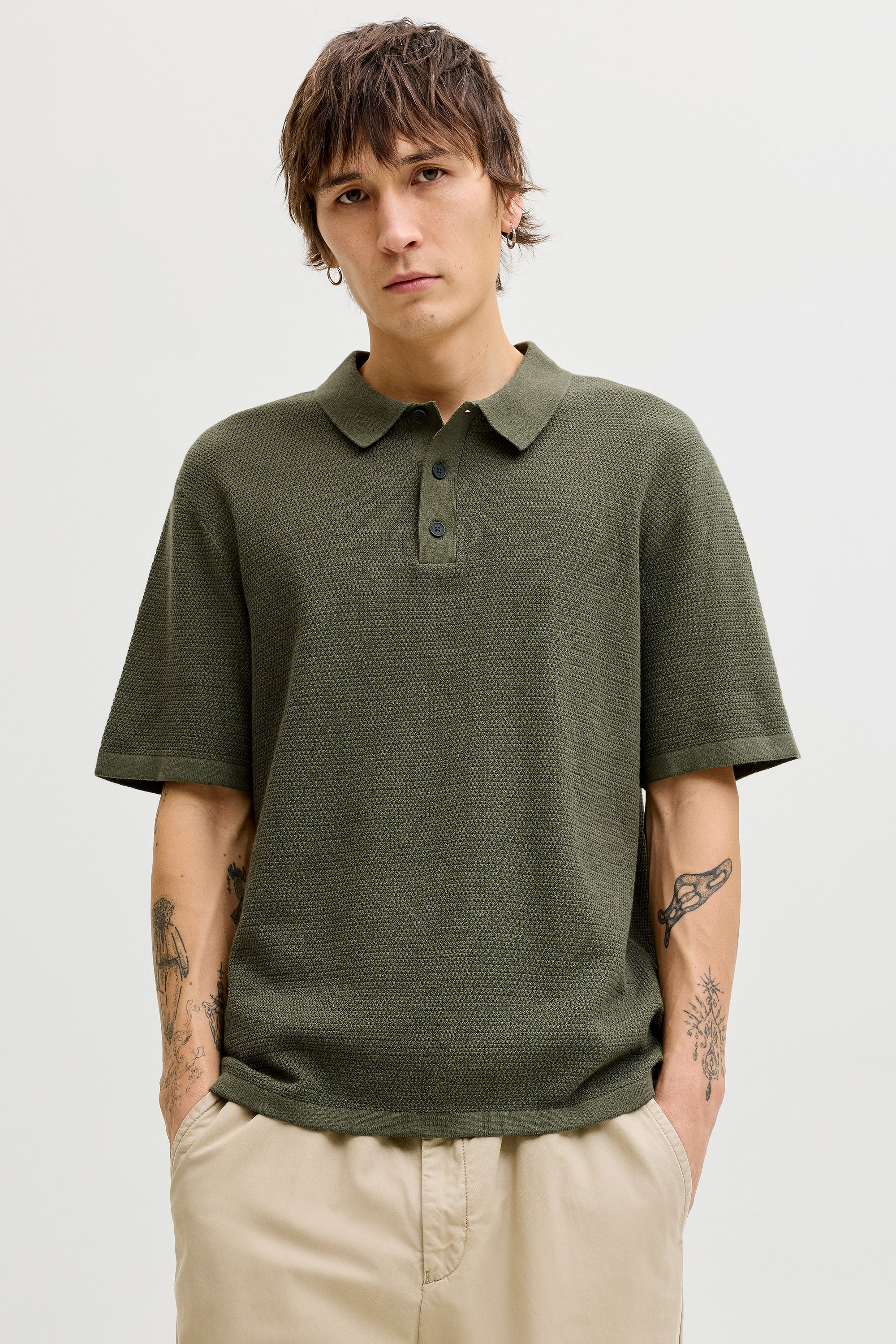 JJEGEORGE polo en tricot - Dusty Olive
