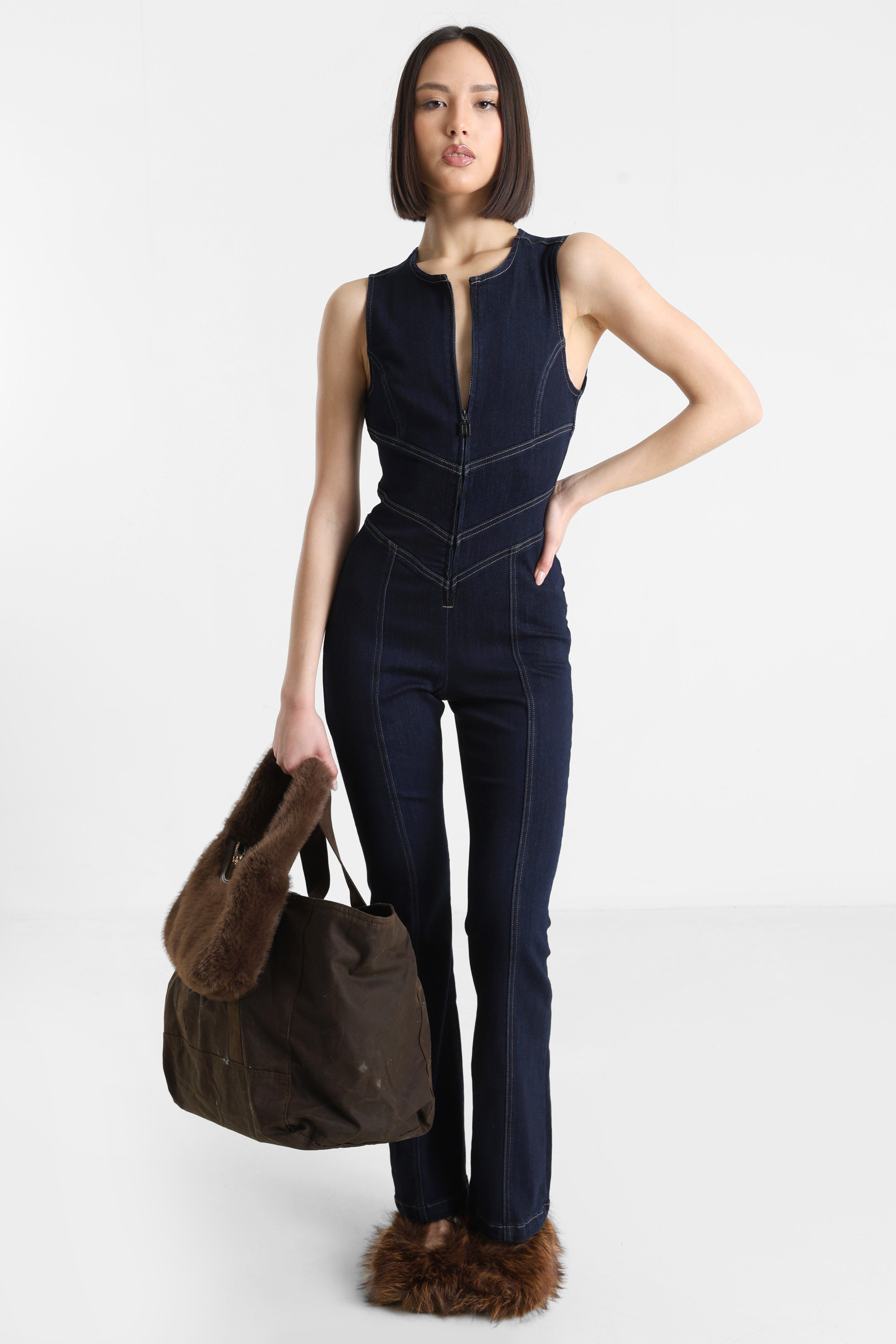 Langer Jeans Overall - Dunkelblau