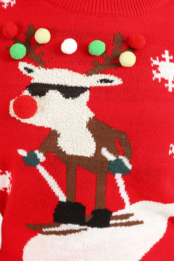 Christmas knitted sweater - Chinese Red