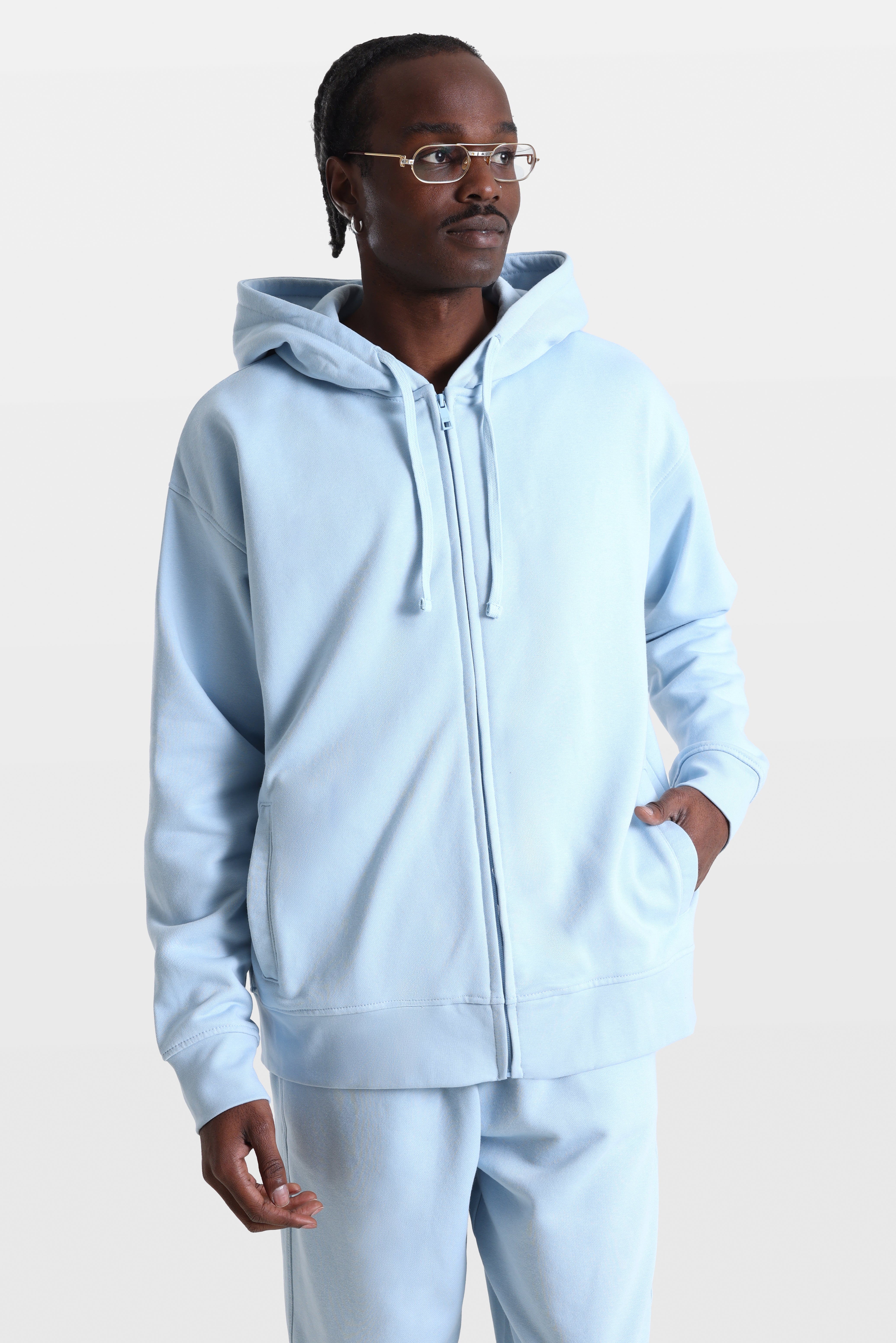 Oversized zip-up hoodie sweatshirt - Bleu clair