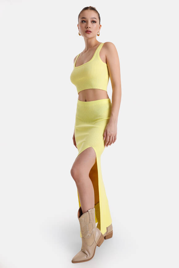 Ribbed crop knit top - yellow