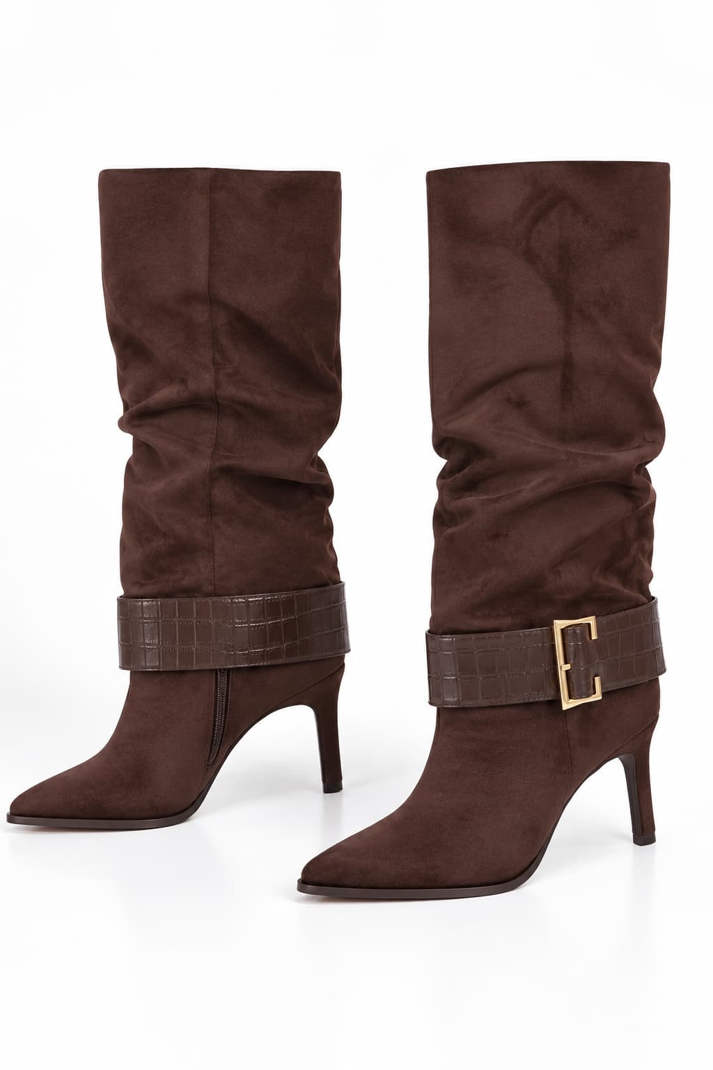 Kunstwildleder Stiefel - Coffee
