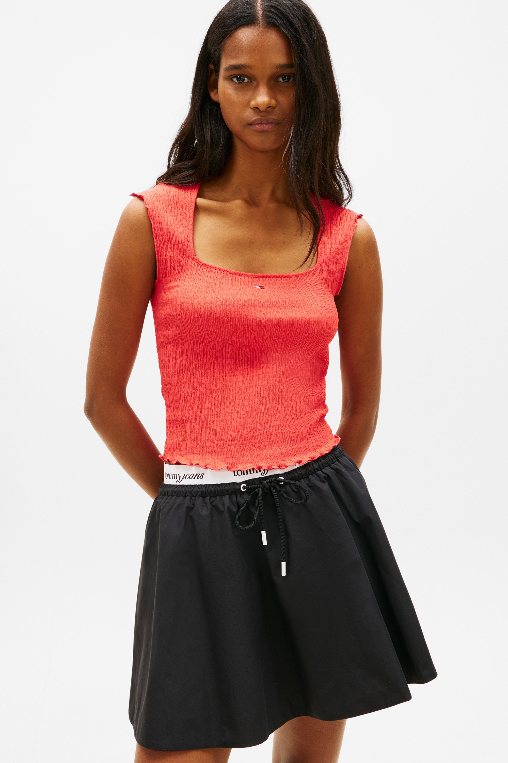 Top court en tissu structuré - Red Alert