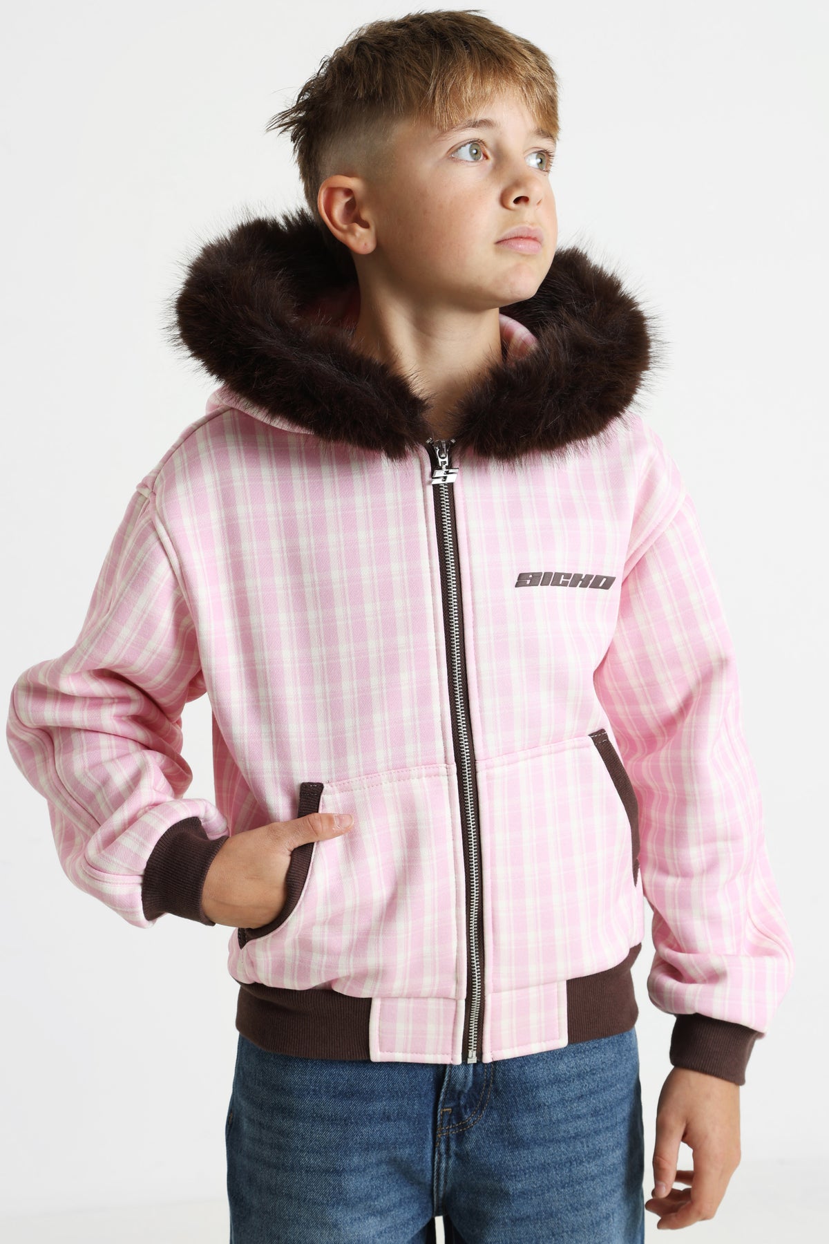 Giacca in maglia - Rosa + Bianco Sporco