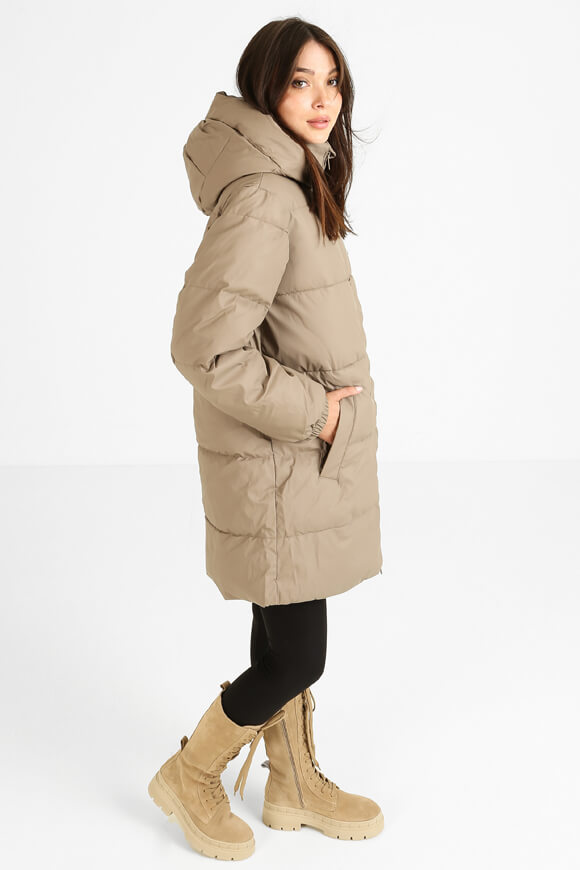 Kunstleder Puffermantel - Hellbraun