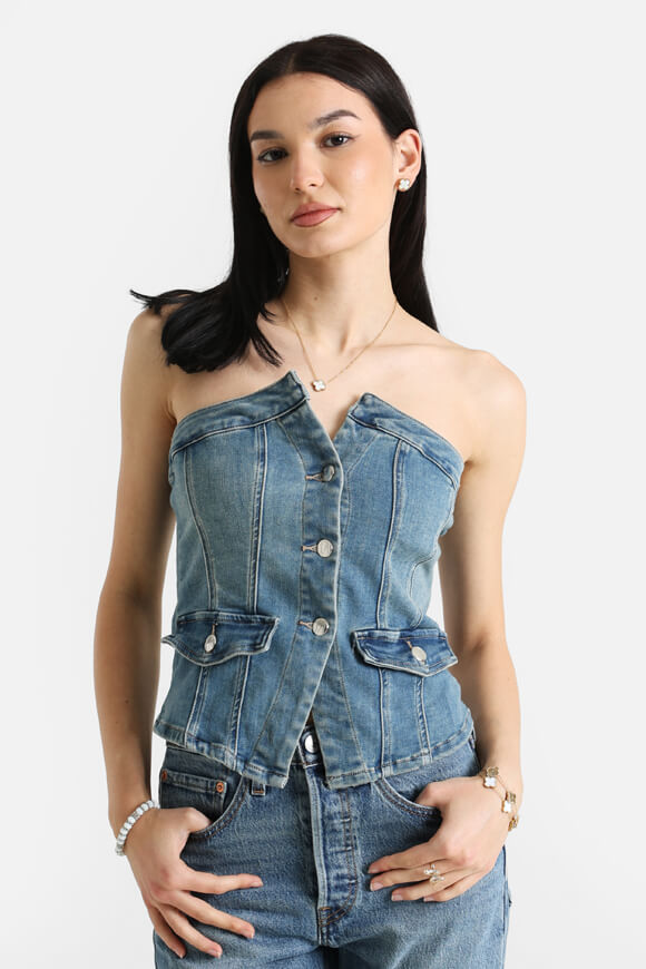 Top corsetto in jeans - denim blu