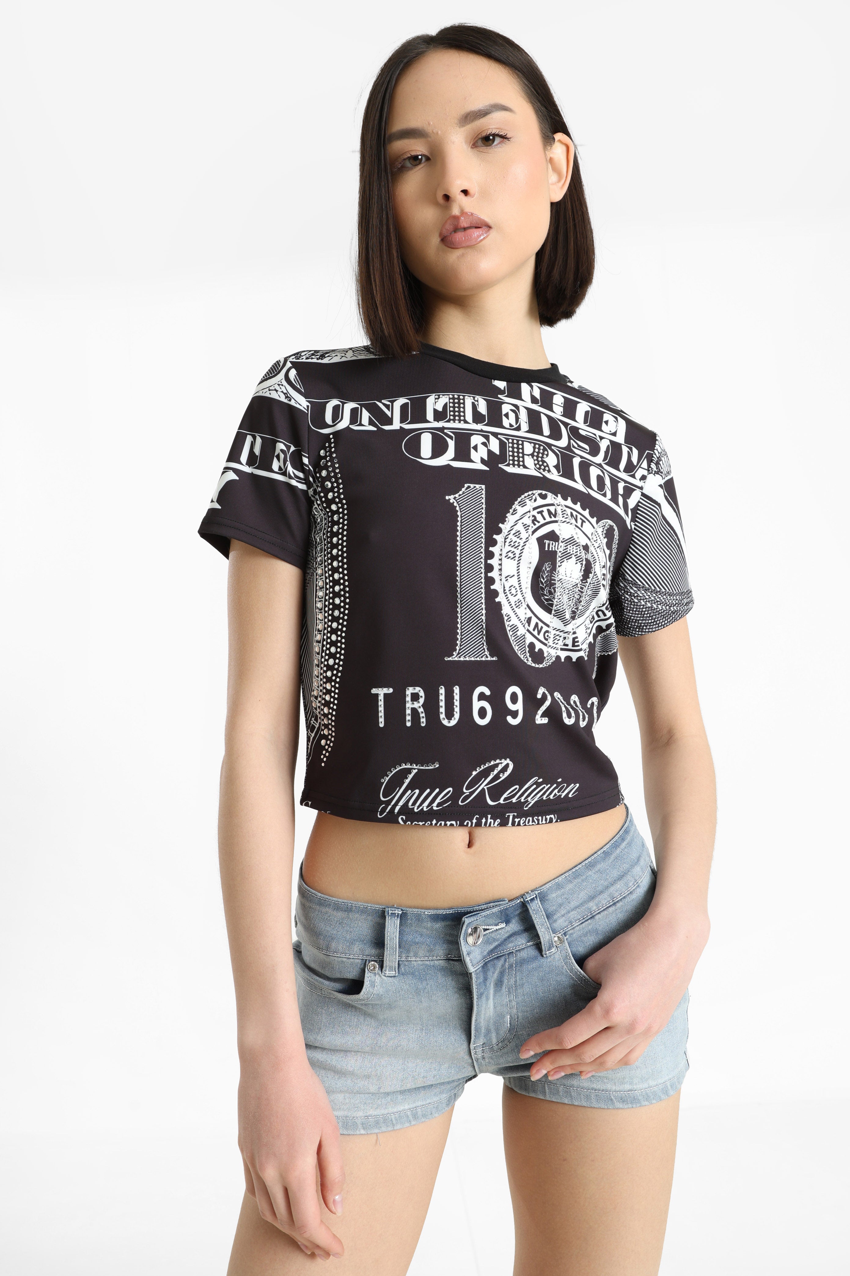 Crystal Crop T-Shirt - Jet Black