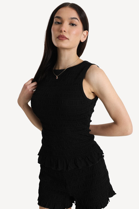 Gesmoktes Top - Schwarz