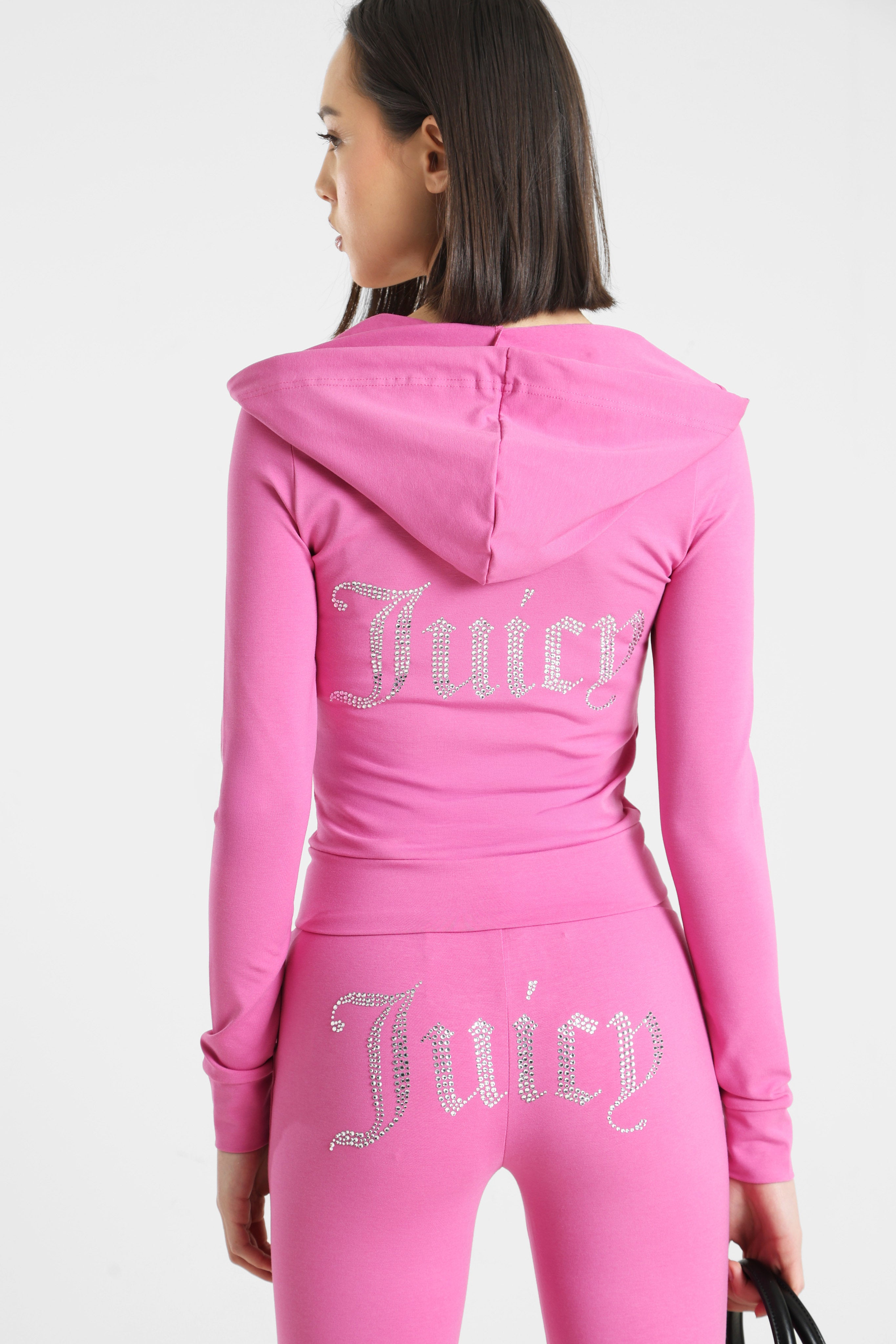 Sweat court zippé à capuchon - Super Pink