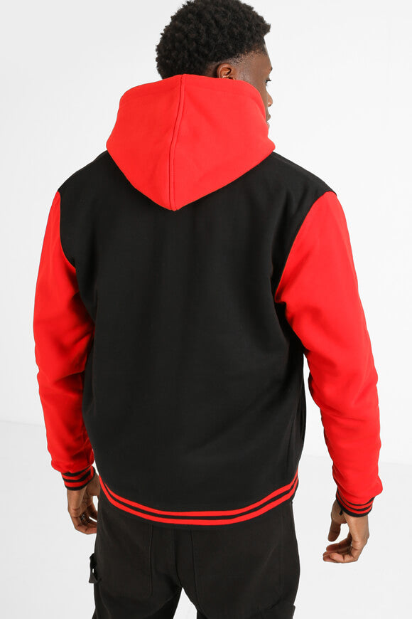College-Sweatjacke - Schwarz + Rot