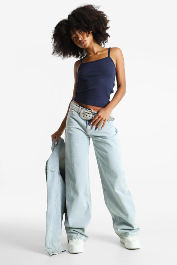 Top à bretelles Crop - Bleu marine