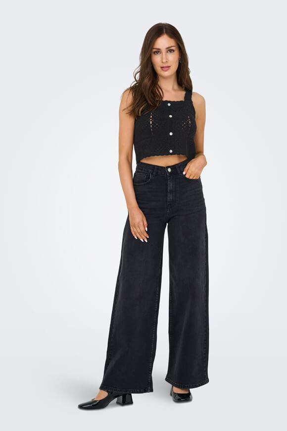 ONLAMARI Crochet Crop Top - Black