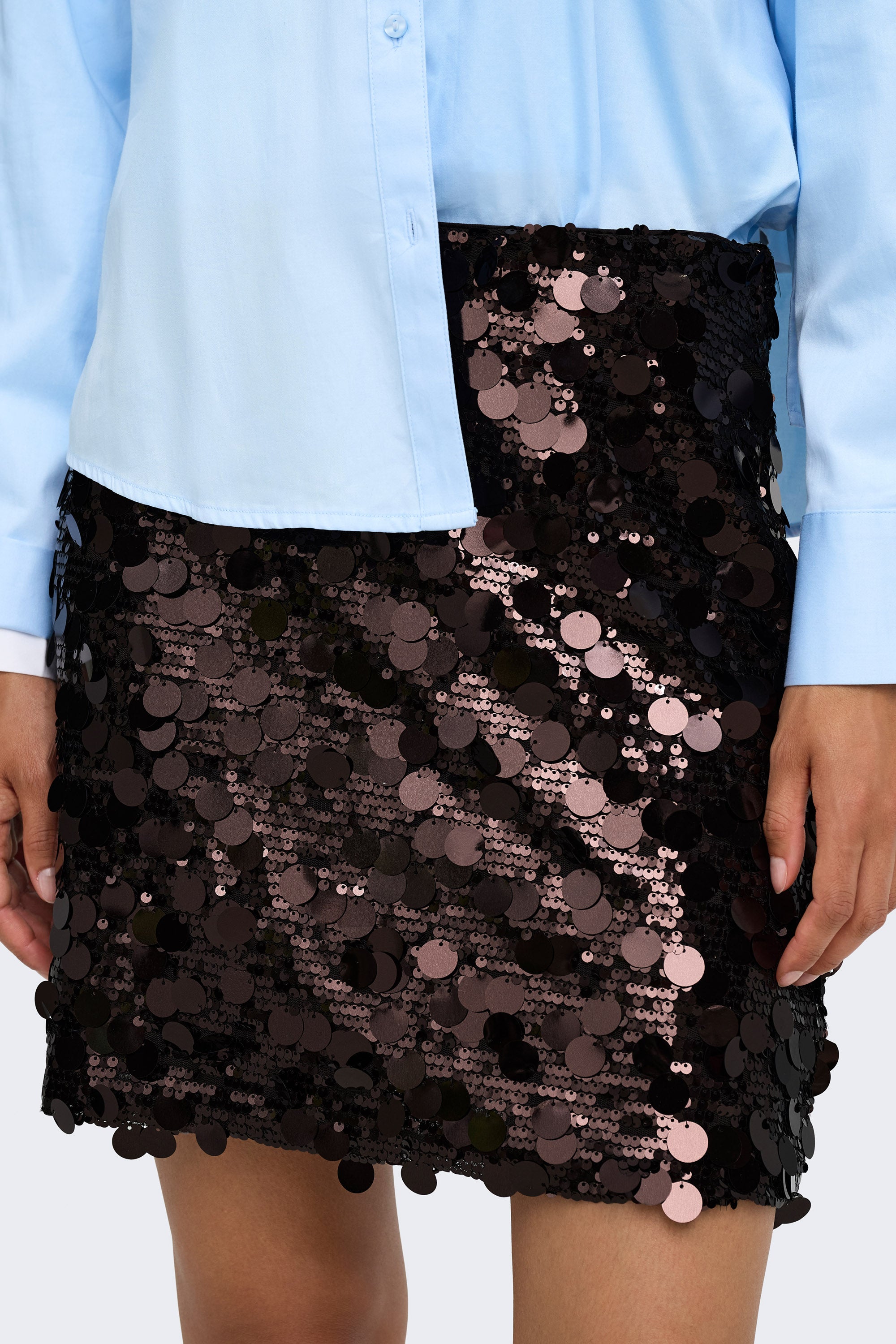 ONLJADEL sequin mini skirt - Coffee Bean
