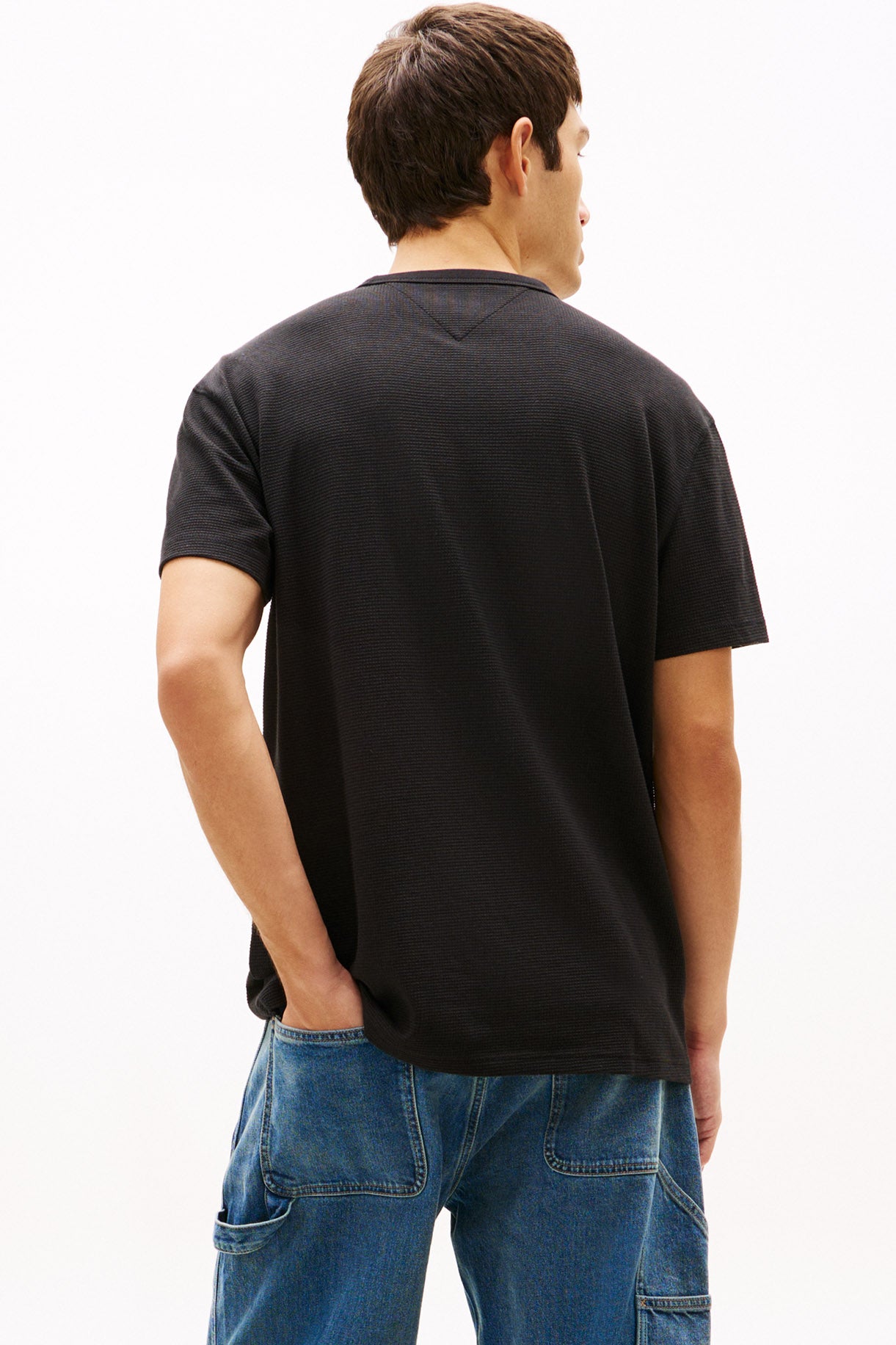 T-Shirt mit Waffelstruktur - Black