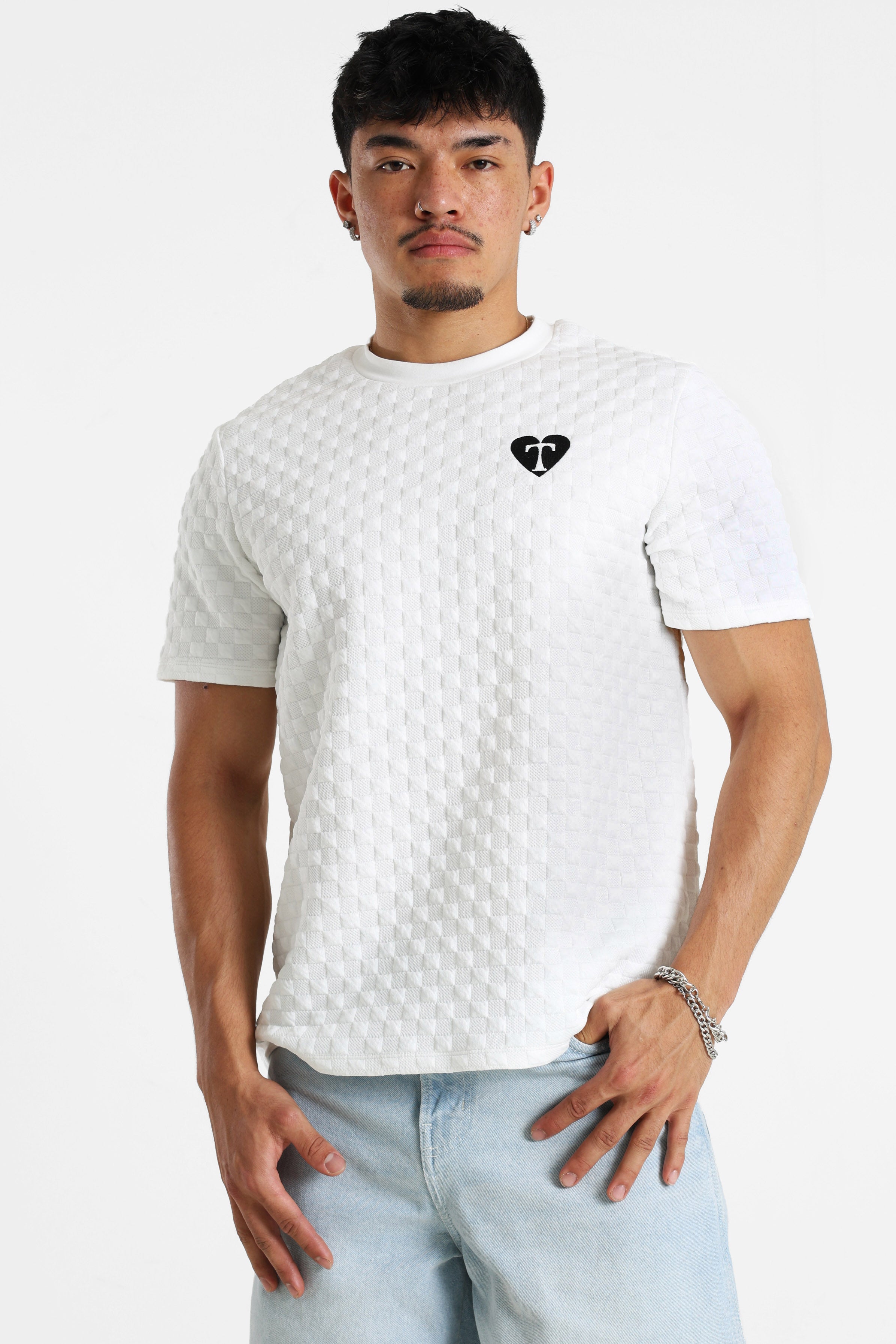 Strukturiertes T-Shirt - Weiss
