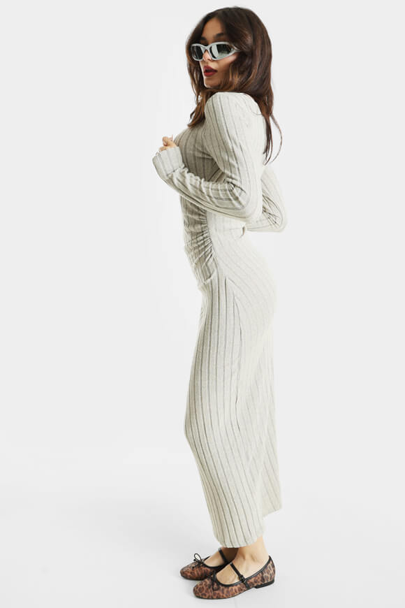 Ribbed knitted maxi dress - mottled beige