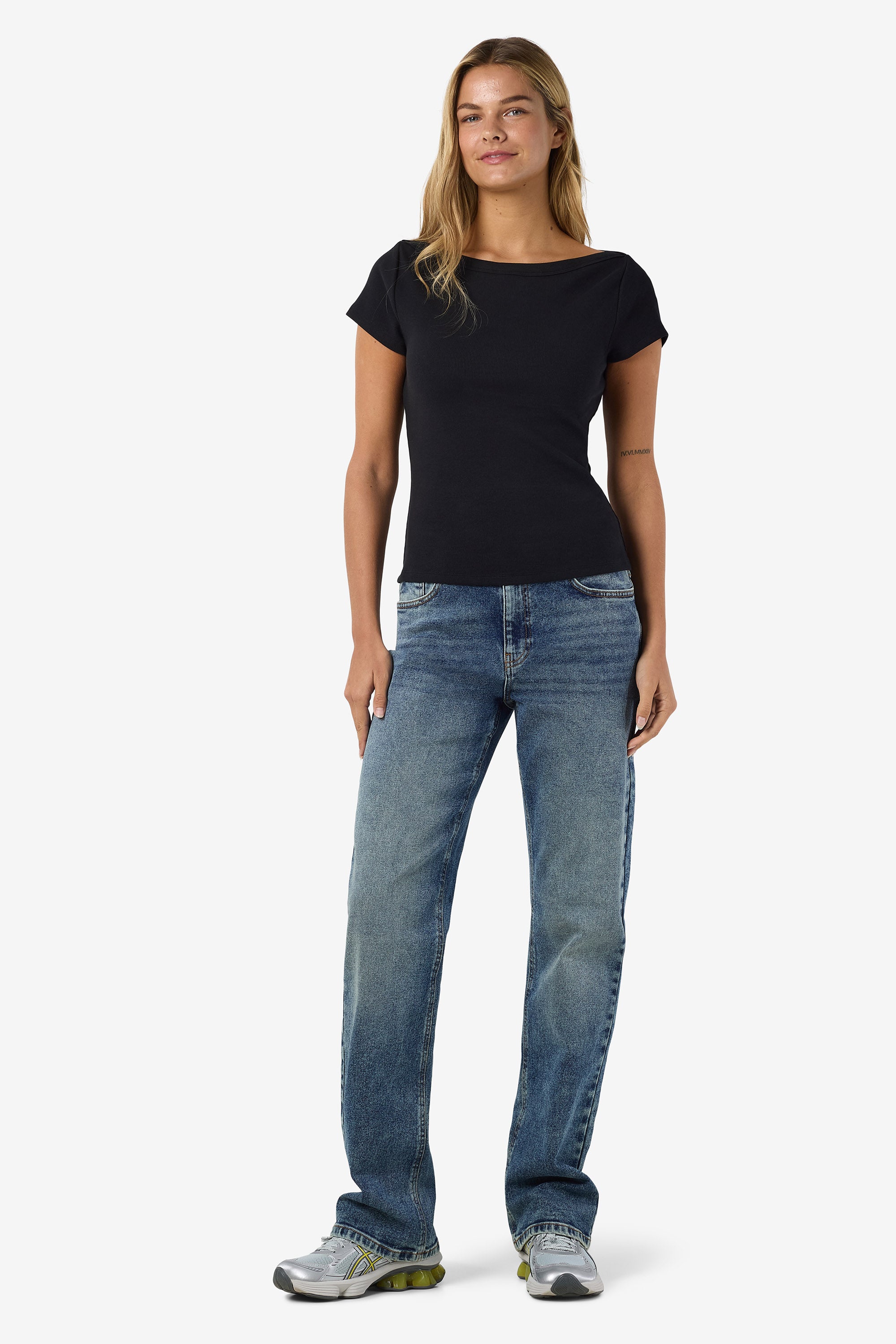 NMMAYA geripptes T-Shirt - Black