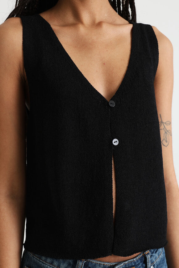 Crop Strickbluse - Schwarz