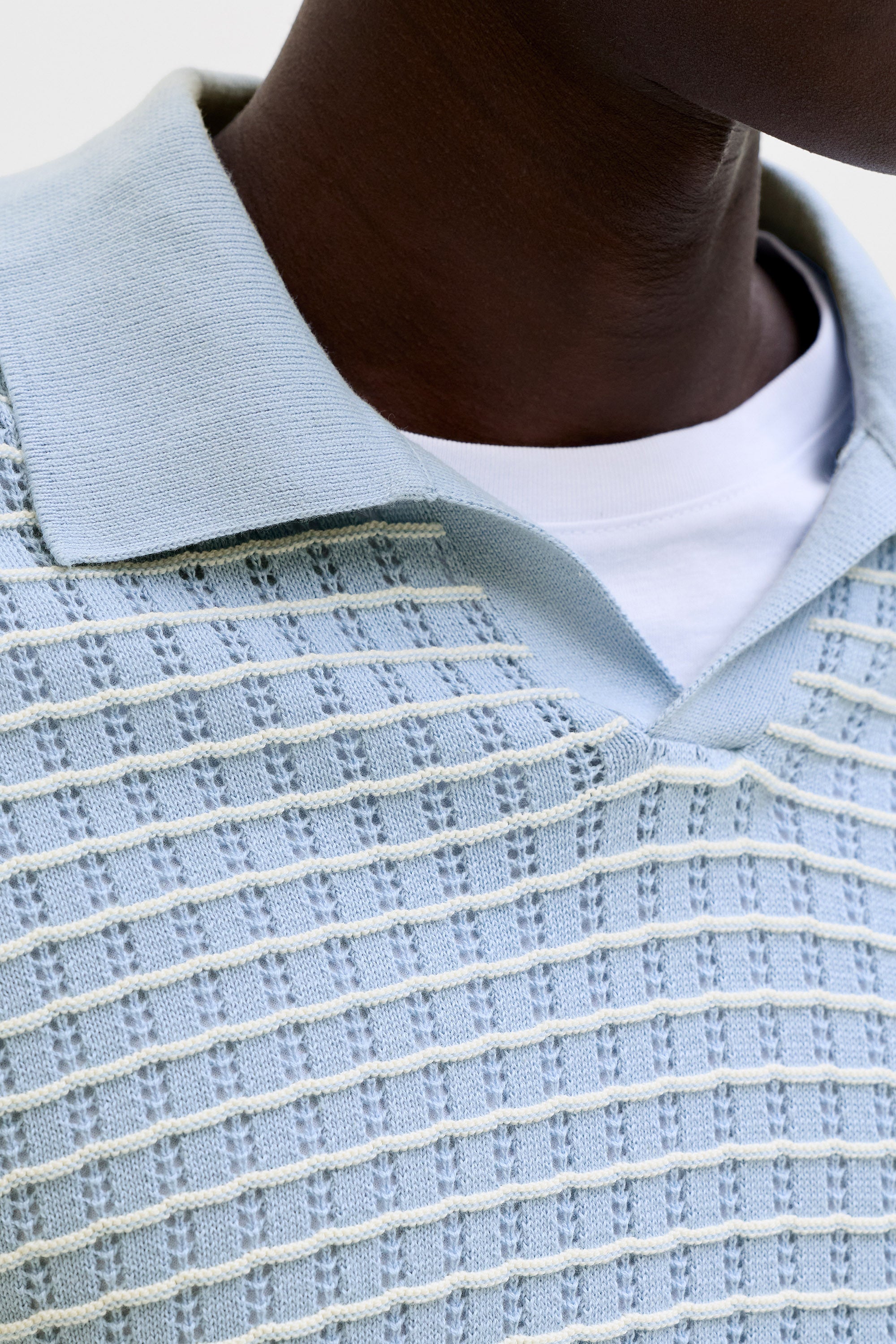 JORNANTUCKET Strick T-Shirt - Cashmere Blue + Sea Salt