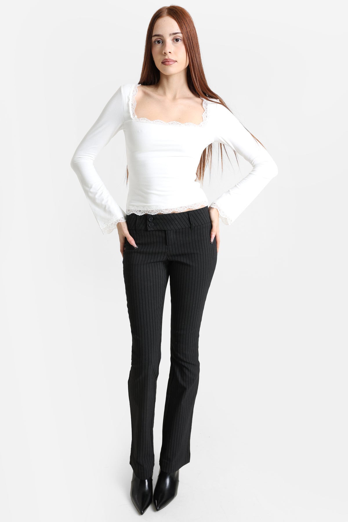 Crop Langarmshirt - Offwhite