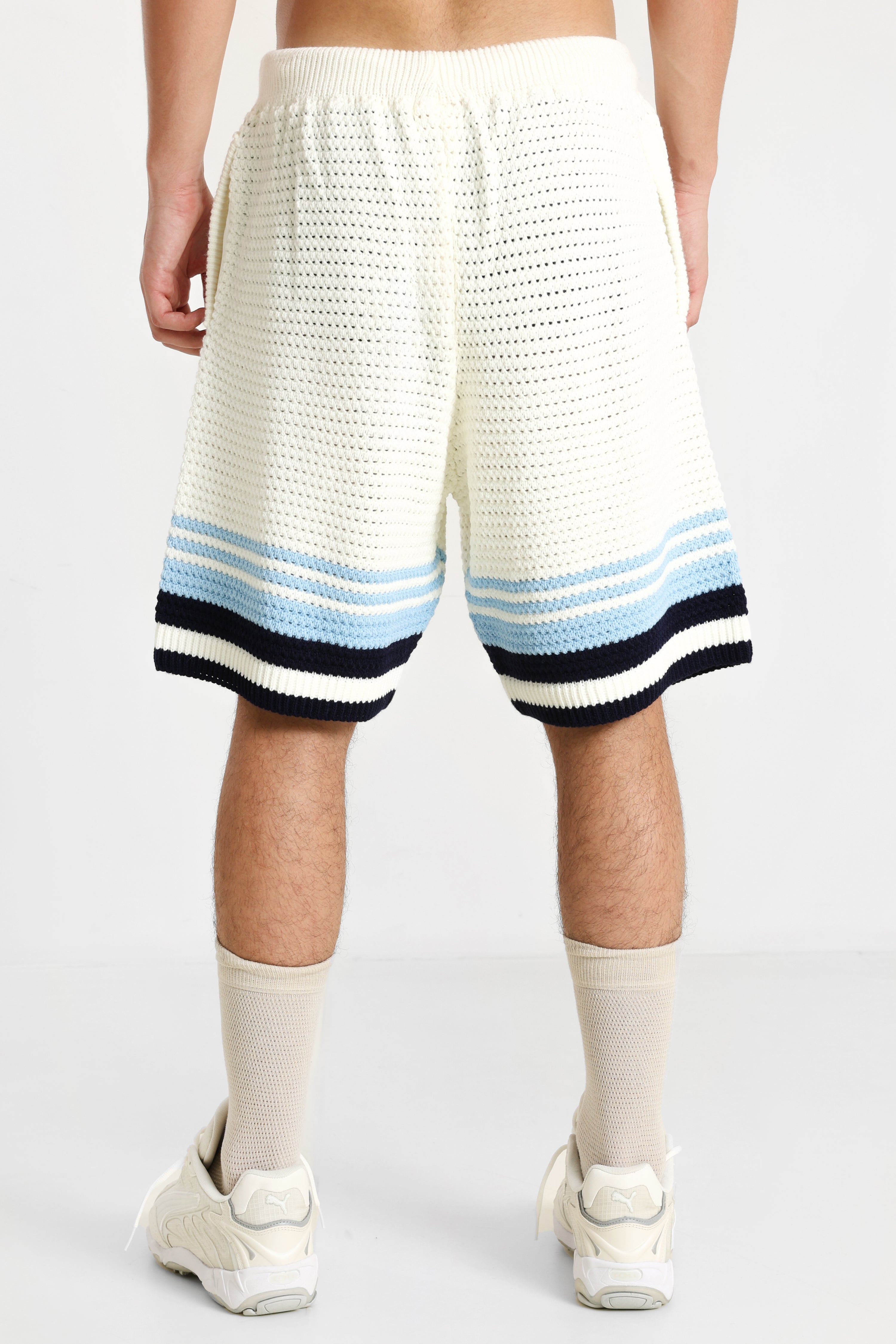Strickshorts - Offwhite + Blue