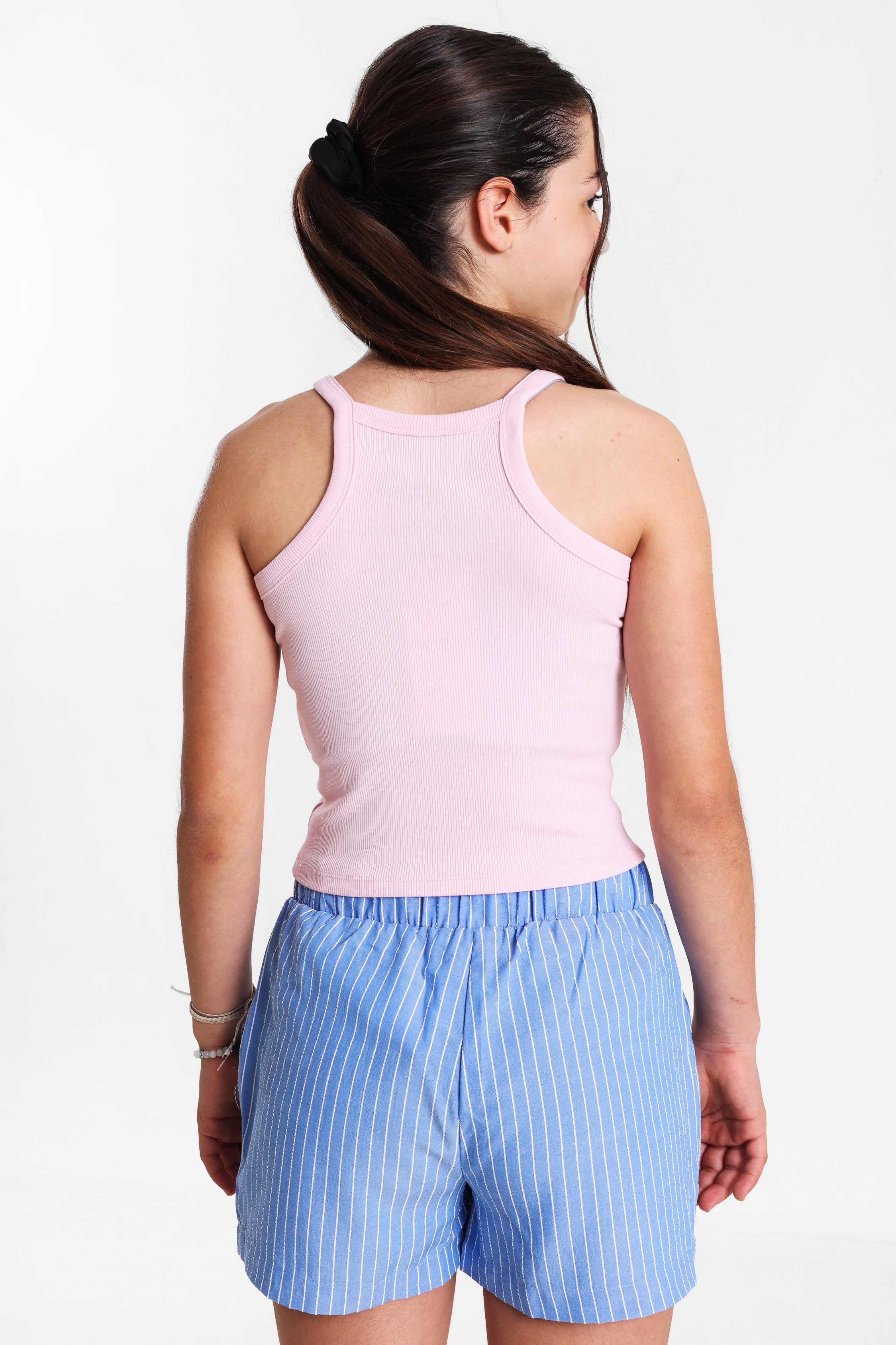 Geripptes Crop Top - Hell Pink