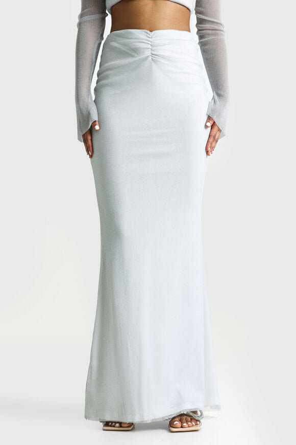 Glitzer Maxirock - Hellgrau + Silber