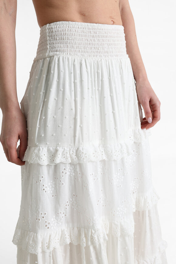Maxi gonna con volant - Offwhite