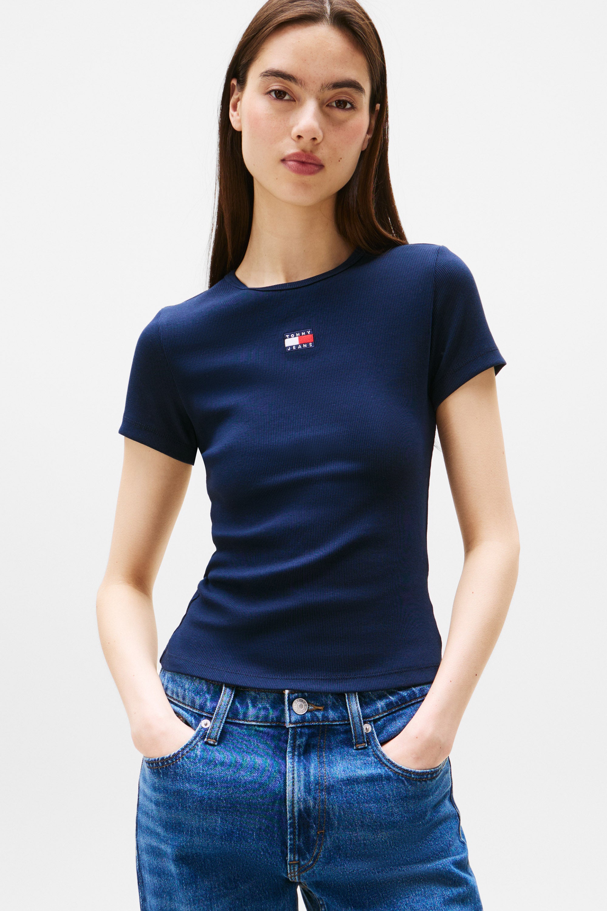 Geripptes T-Shirt - Dark Night Navy