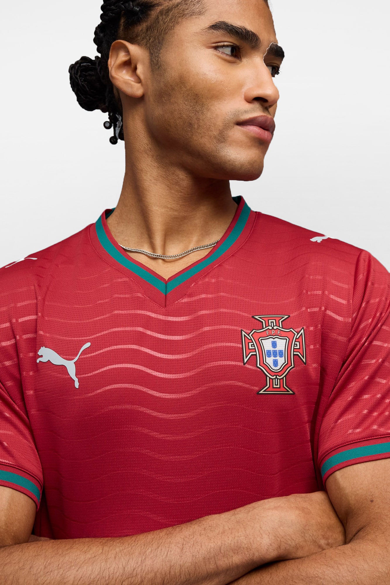 Home Portugal 2026 Mesh T-Shirt - Red + Green Lagoon