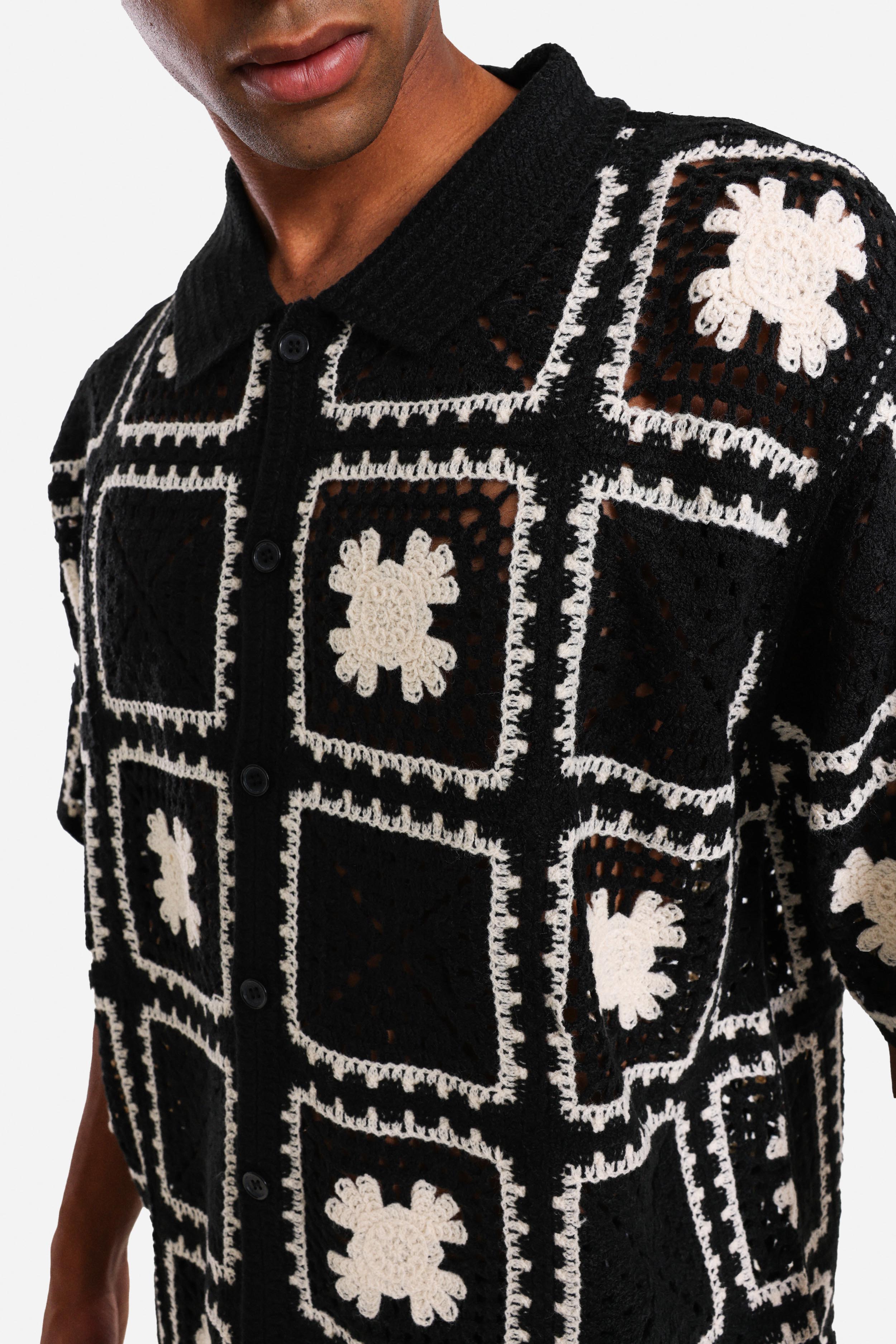 Häkelhemd - Black + White