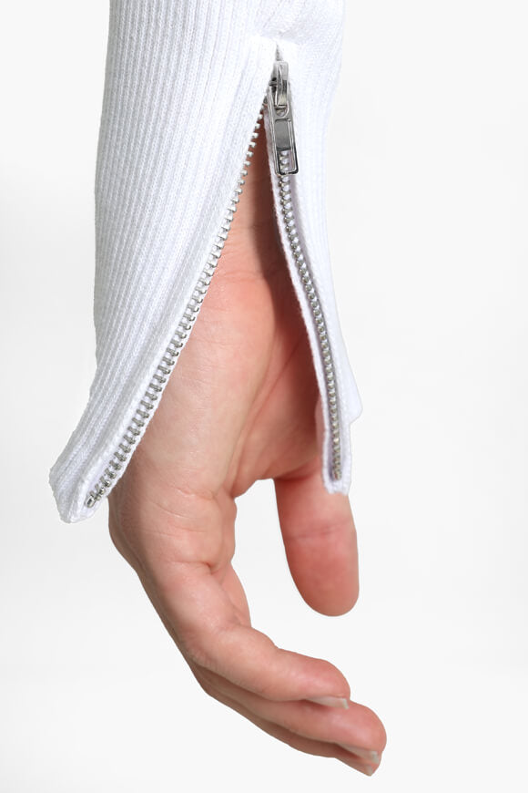 Gerippter Strickpullover - Weiss