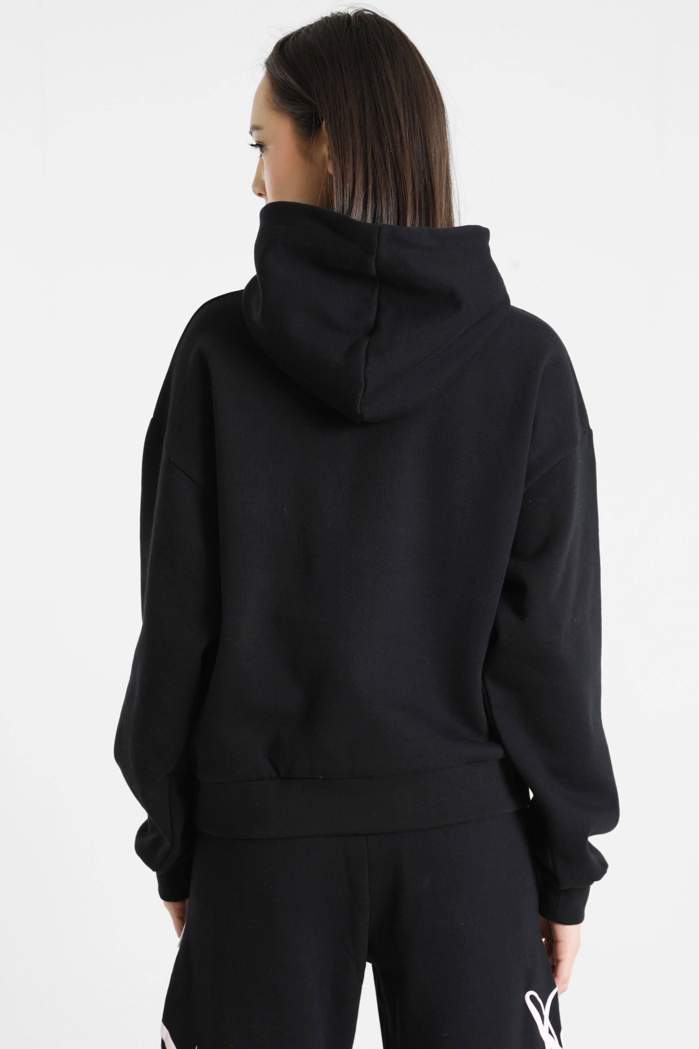 Kapuzensweatshirt - Black + Pink