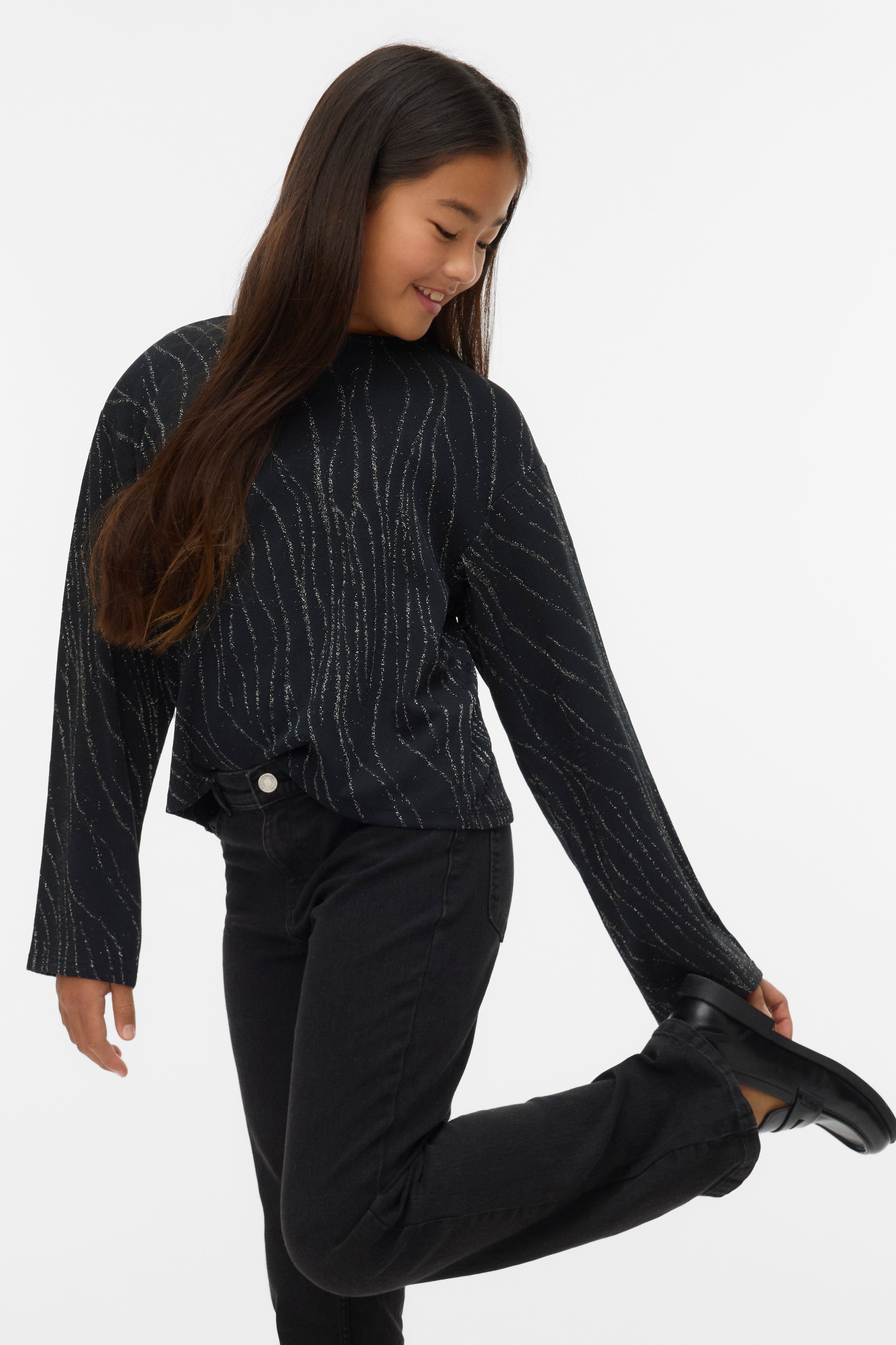 VMNITA Langarmshirt - Black + Silver Lurex