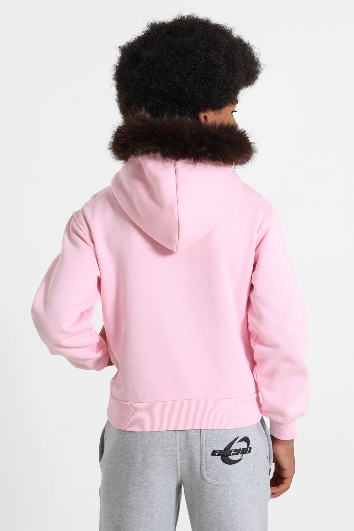 Sweatshirt à capuchon - Rose + Brun