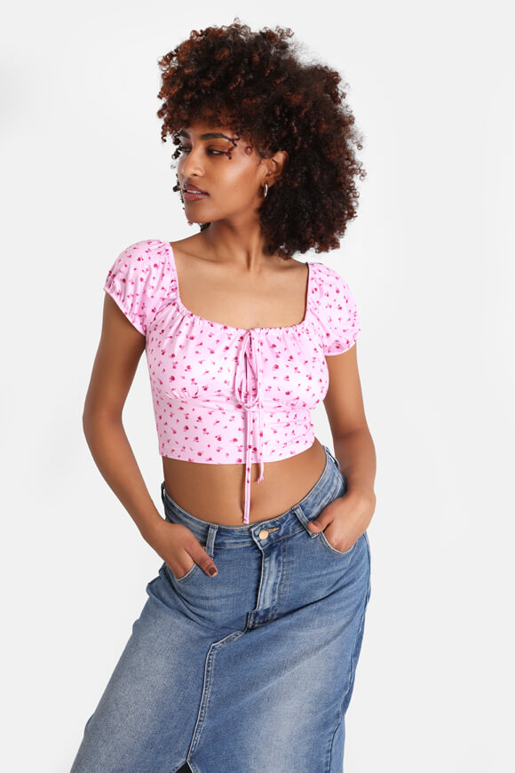 Off Shoulder Crop Shirt - Rosa