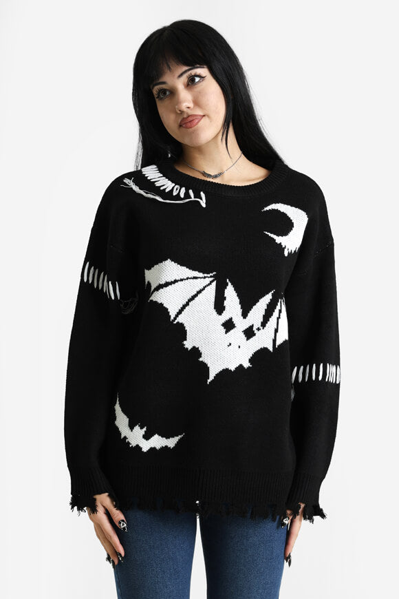 Oversized knitted sweater - black + off-white