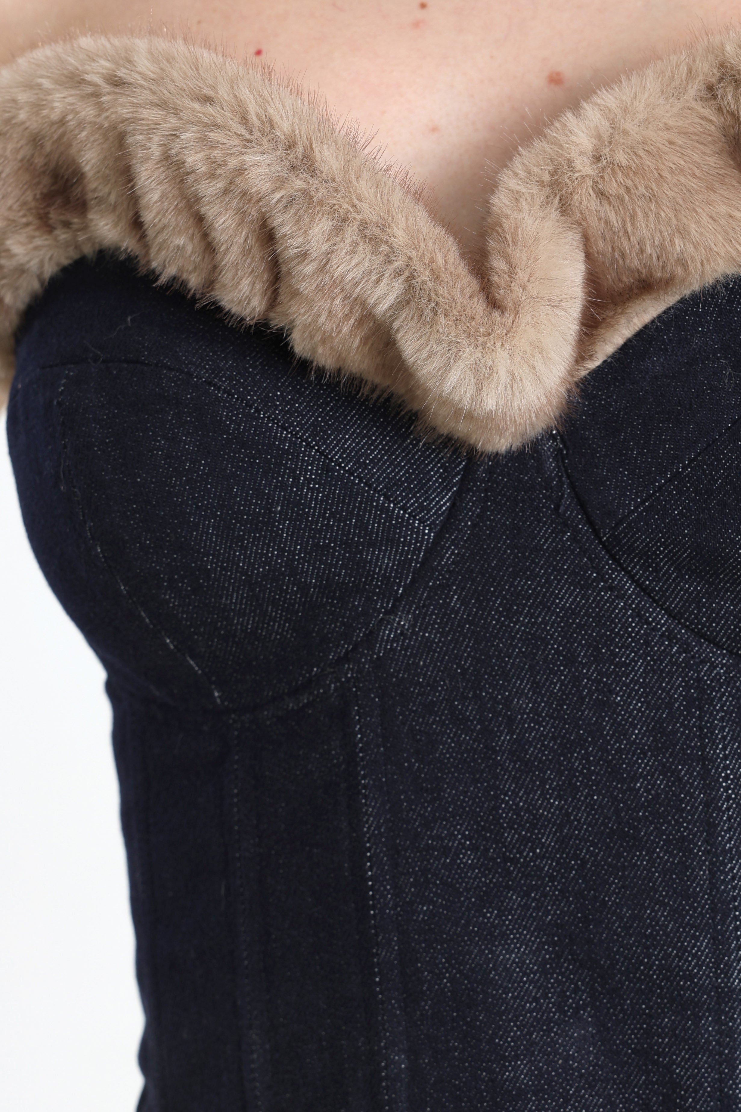 Jeans Corsage-Top - Dunkelblau