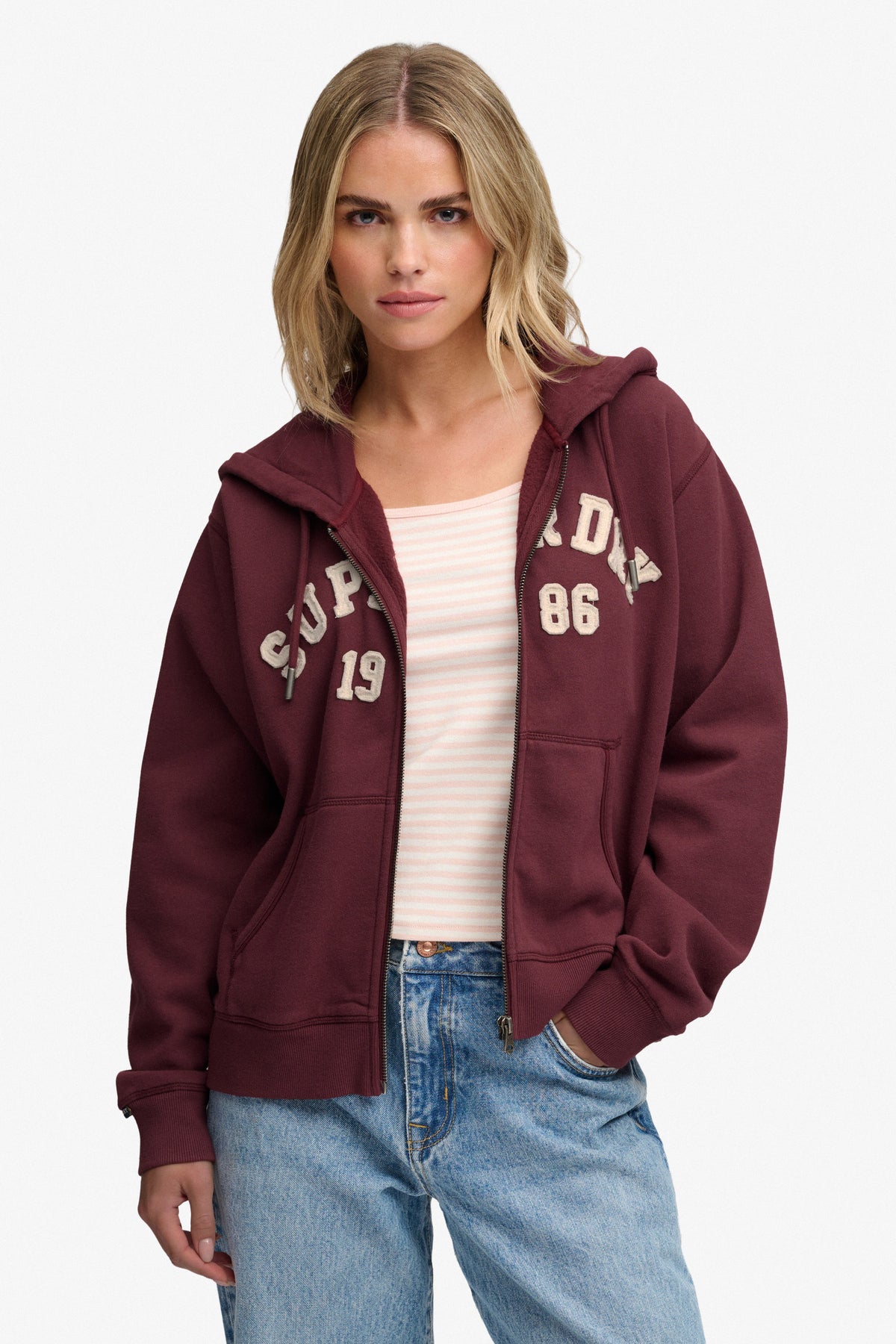 Kapuzensweatjacke - Port Red